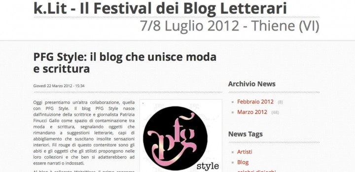 Pfgstyle a K.Lit il primo festival dei blog letterari